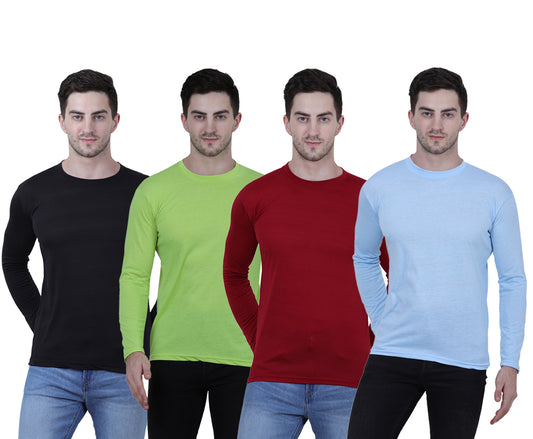 Cotton Full Sleeves Stylish Tshirt For Men's (Pack of 4)